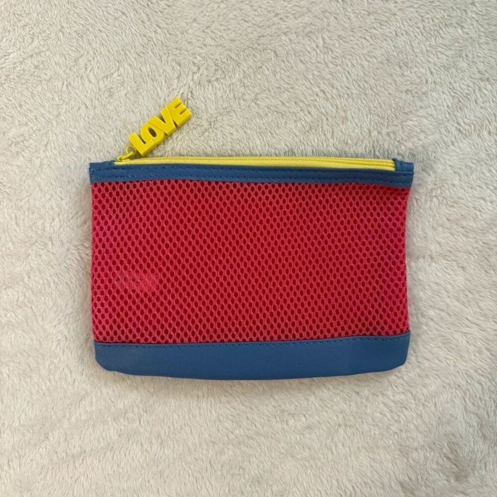 pink and blue mesh mini makeup cosmetics bag